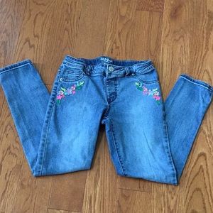 Girls embroidered jean jeggings size 14